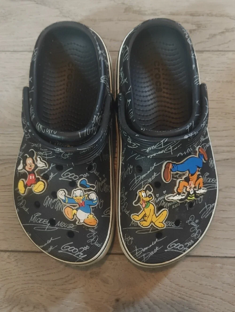 CROCS Black with Disney Characters Used